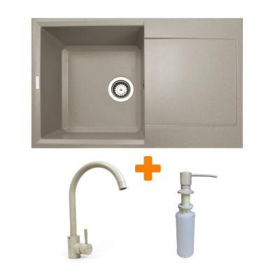Мойка кухонная Adamant Horizon Avena + змішувач + дозатор (1824296901506) Винница - изображение 1