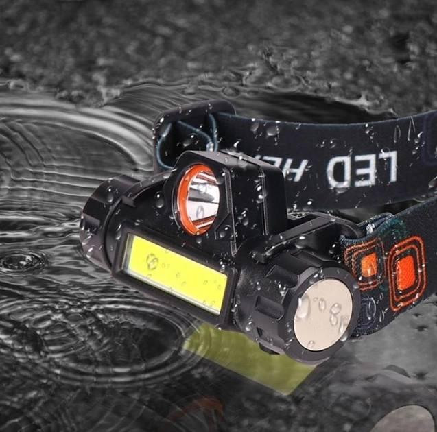 Потужний лобовий ліхтар із вбудованим магнітом BL-872-XPE+СOB Black MicroUSB Бровари - фото 10