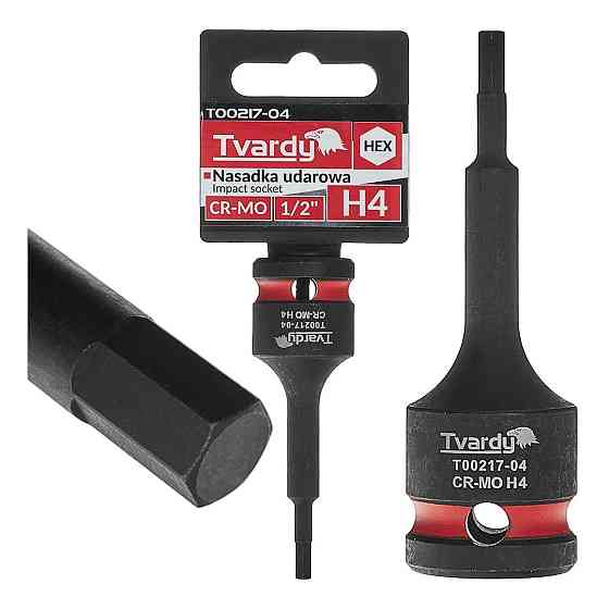 Головка ударна "Tvardy" з хром-молібденової сталі (Cr-Mo)  1/2"  Hex H4  довжиною  77мм Київ