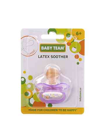 Пустушка латексна класична 6+ Baby team Фіолетовий Кривий Ріг