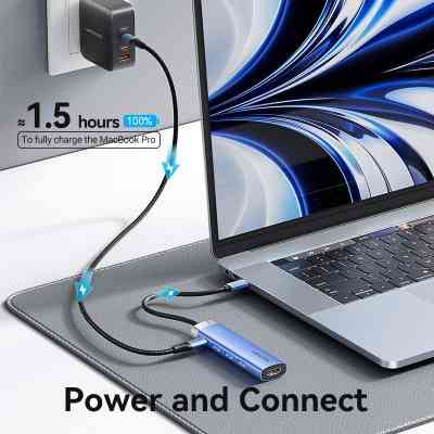 Концентратор Vention USB 3.1 Type-C to HDMI/USB 3.0x3/PD 100W Blue Aluminum Alloy Hub 5-in-1 (TGESB) Вінниця