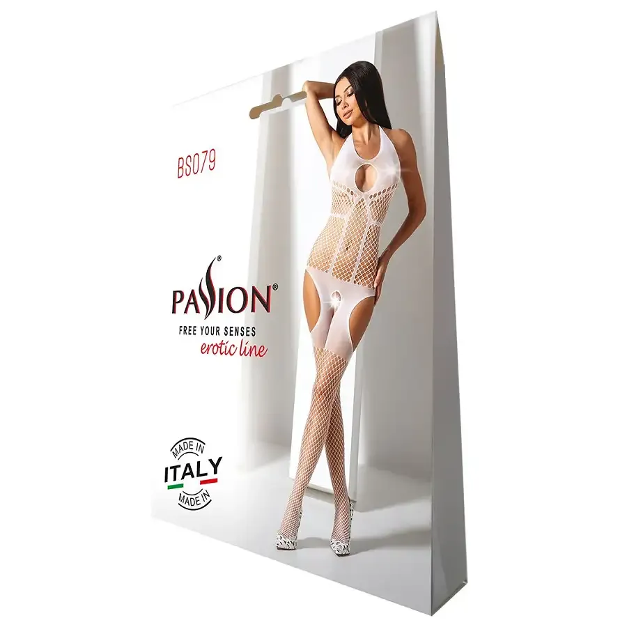 Бодістокінг з імітацією панчох Passion BS079 white Львів - фото 5