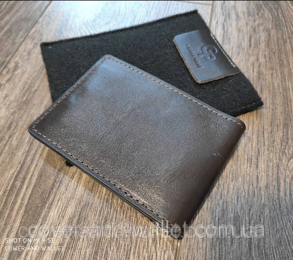 Затиск для грошей і карток з гладкої шкіри ручної роботи Grande Pelle Київ - фото 4