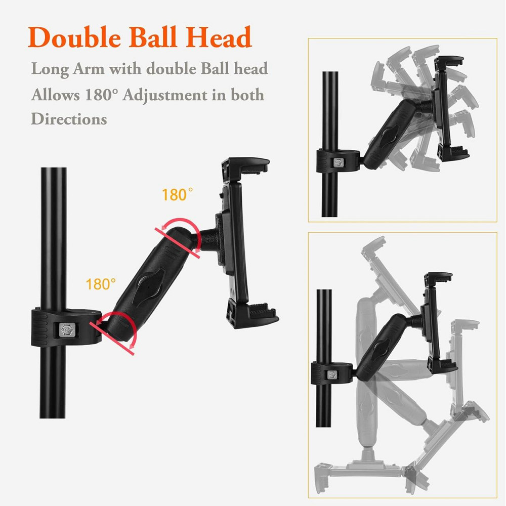 Тримач для мікрофонної стійки для iPad планшета iPhone смартфона сумісність 4″-13.5″ для журавля нотного пюпітра тарілкової стійки Київ - фото 2