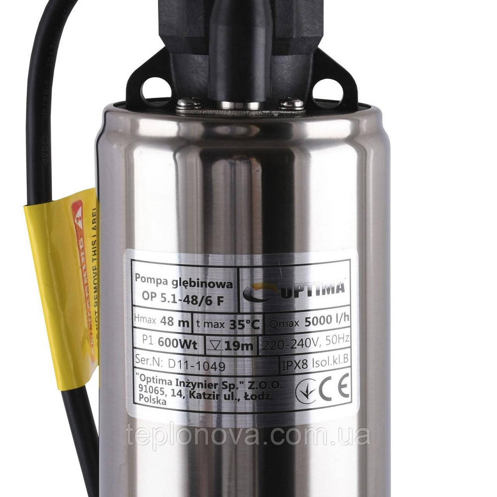 Насос колодезный OPTIMA OP 5,1 - 48/6 F 0,6 кВт ( с поплавком ) Чернівці - фото 6