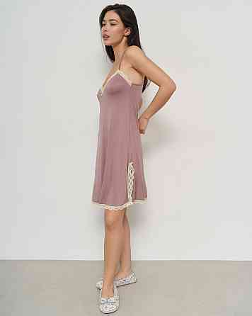 Женская вискозная сорочка - с кружевом Светло-коричневый Nicoletta 81414 S Киев