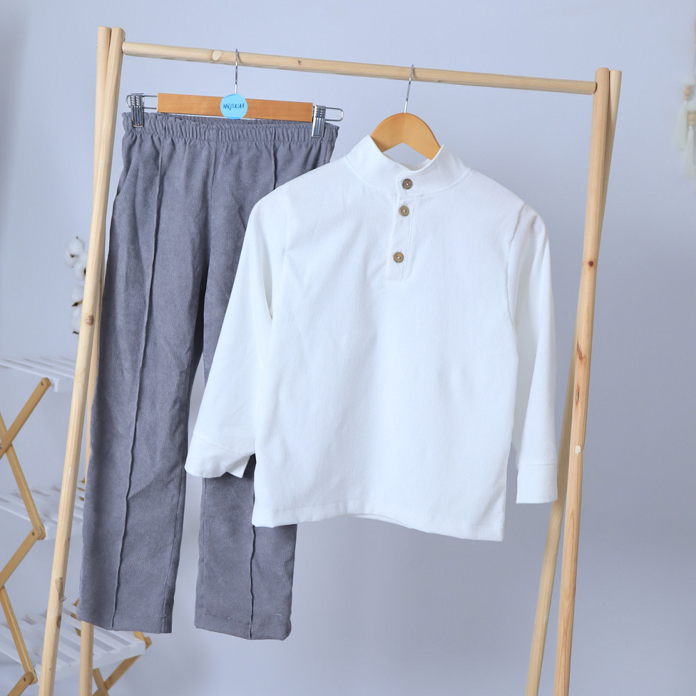 Праздничный вельветовый костюм белая рубашка+серые брюки для мальчика 116 Каменец-Подольский - изображение 1