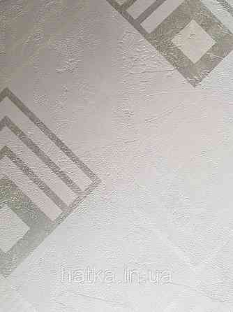 Шпалери вінілові на флізелін AS creation New-life геометрія білі квадрати сріблясті на білому під штукатурку Київ