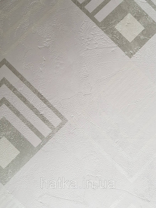Шпалери вінілові на флізелін AS creation New-life геометрія білі квадрати сріблясті на білому під штукатурку Київ - фото 3