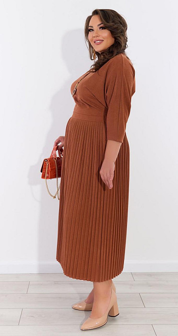 Комфортное платье плиссе из эко замши (48) Киев - изображение 3