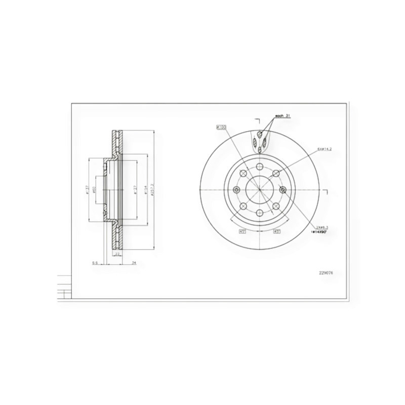 Диск Fiat Doblo, Punto, Opel Corsa (2001-) передний (d257x22mm) тормозной Мукачево - изображение 1
