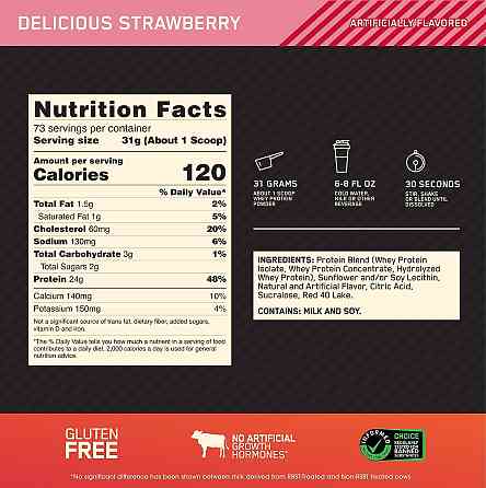 Gold Standard 100% Whey 2273g (Delicious Strawberry) EU Луцьк