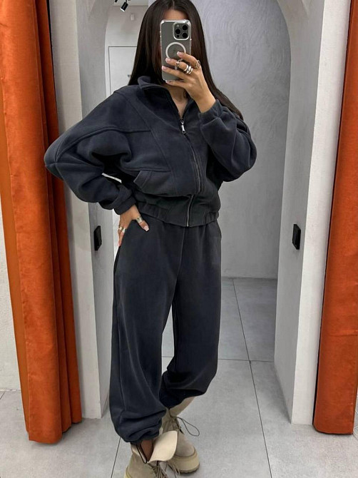 Жіночий стильний теплий флісовий костюм-двійка, двобічний фліс-полот, 42/44 Одеса - фото 1