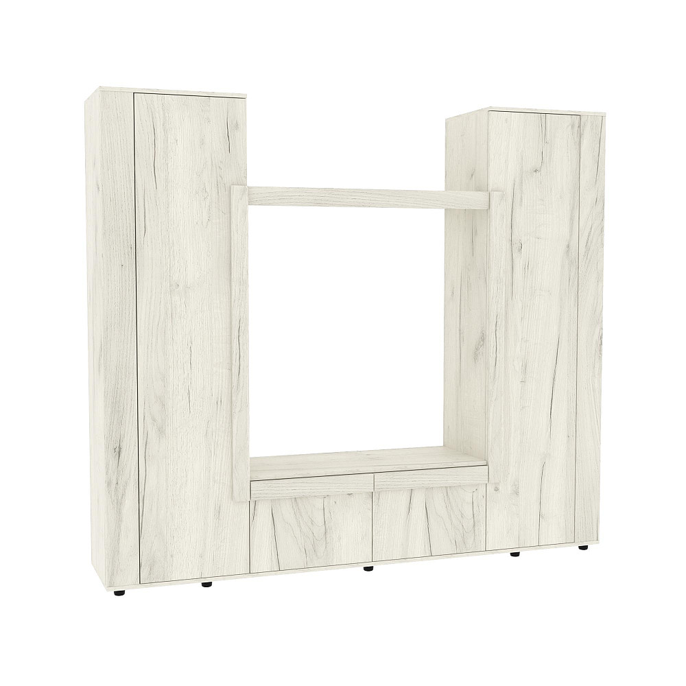 Стенка в гостиную под ТВ Эхо-4, Дуб Крафт Білий, 2080х420х1850 Львов - изображение 1