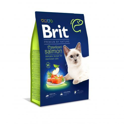 Сухой корм Brit Premium Cat by Nature Sterilized Salmon для стерилизованных кошек, с лососем, 8 кг Киев - изображение 1