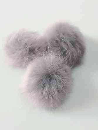 Меховой помпон на шапку из кролика 7-8 см Серо-розовый Харьков