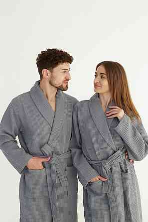 Чоловічий вафельний халат Ideal Textile довгий сірий (56860604) 3XL Чернівці