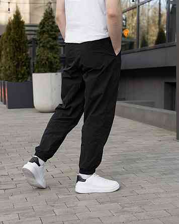 Чоловічі штани джогери з плащівки чорні Pobedov Ground Київ
