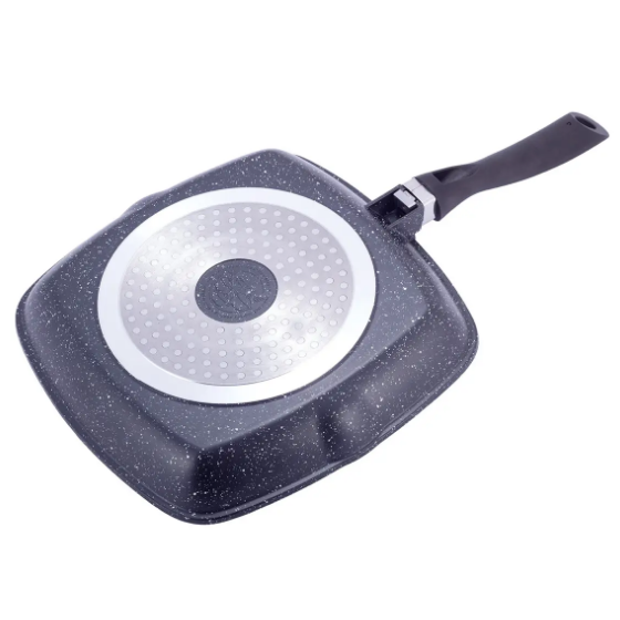 Сковорідка-гриль d28см з кришкою литий алюміній а/п Black marble 4431 KAMILLE Житомир - изображение 4