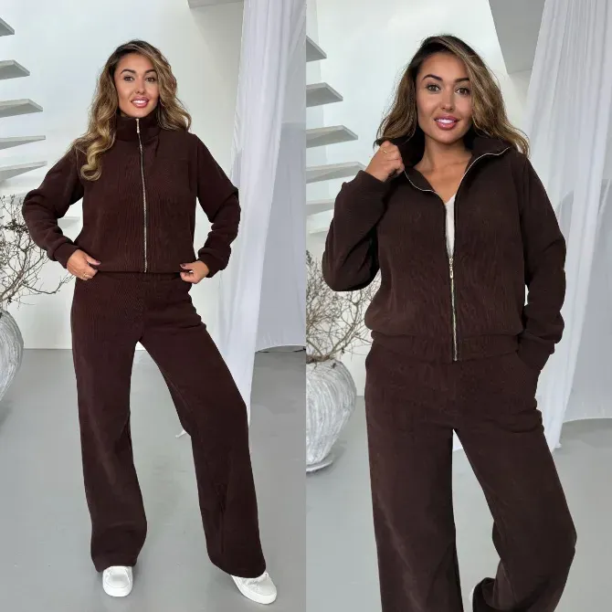 Жіночий теплий вельветовий костюм на флісі Одеса - фото 19