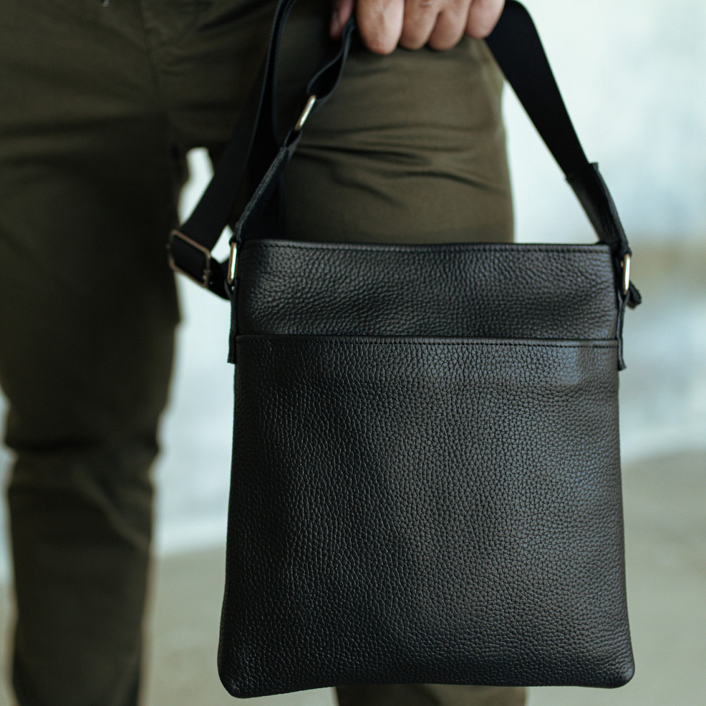 Мужская сумка через плечо кожаная мессенджер качественная, чернаяMasterSem Киев - изображение 1