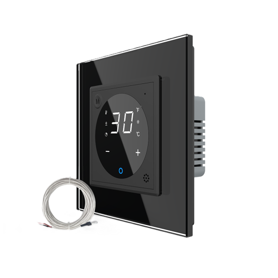 Терморегулятор (термостат) сенсорний програмований для електричної теплої підлоги LIVOLO чорний, матова скляна рамка Коломия