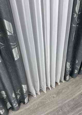 Шторна тканина льон рогожка "Листя" колір сірий 1692ш Київ