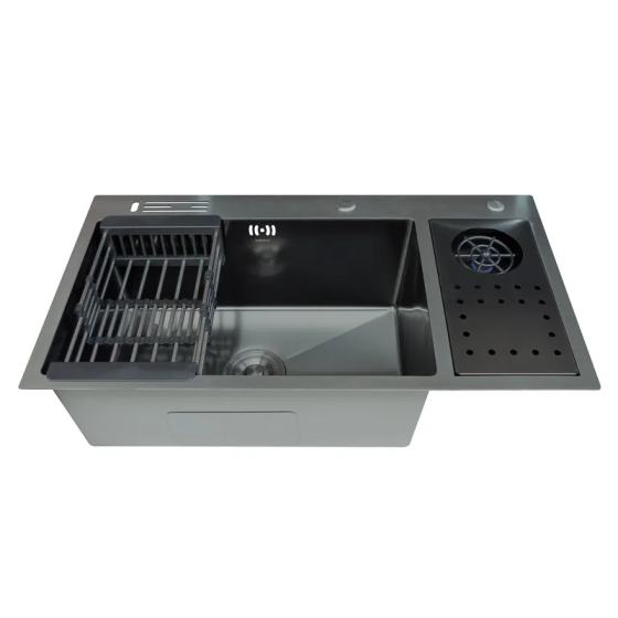 Мойка Zerix ZH8245-SET-08 Micro Decor из нержавеющей стали цвета графит (ZM5594) Харьков