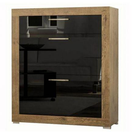 Тумба для обуви Парма 90 Мебель-сервис Дуб Април Черный лак Львов - изображение 1