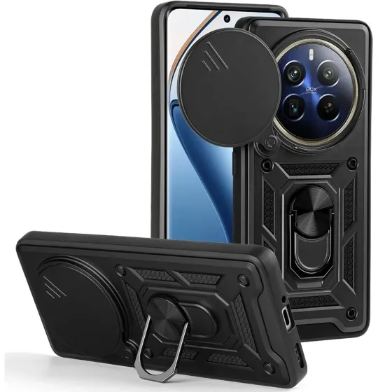 Realme 12 Противоударный чехол Шторка (черный) Одесса