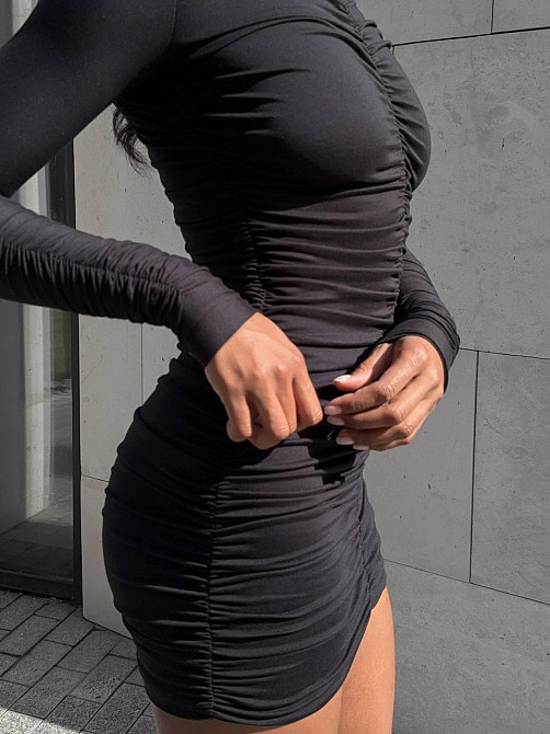 Жіноча стильна вечірня чарівна мініплаття мікродайвінг Чорна, 46/48 Одеса - фото 2