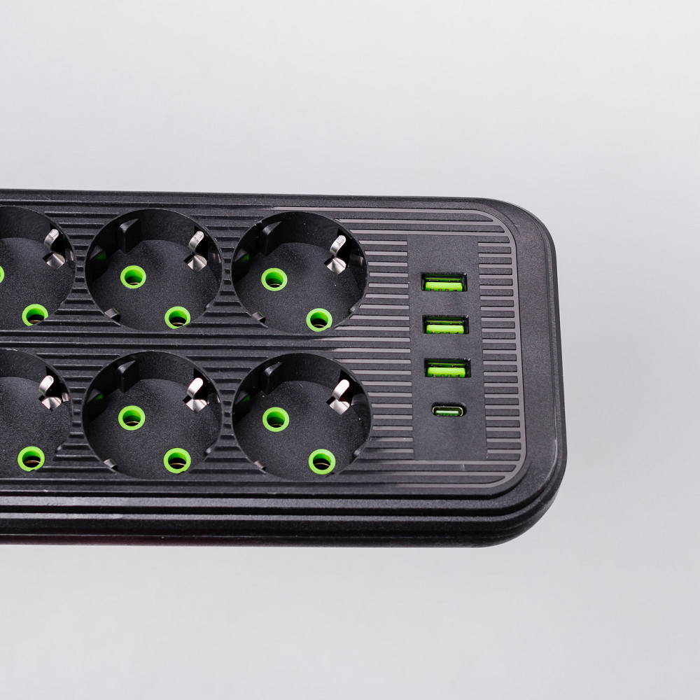 Yiwu Мережевий фільтр 2.8 м подовжувач на 8 розеток з 3 USB 1 Type-C та кнопкою відключення F20 Коломия - фото 5
