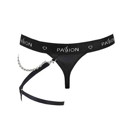 Чоловічі трусики танга з підв’язкою Passion 058 THONG BILL XXL/XXXL Black Sex Aura Київ