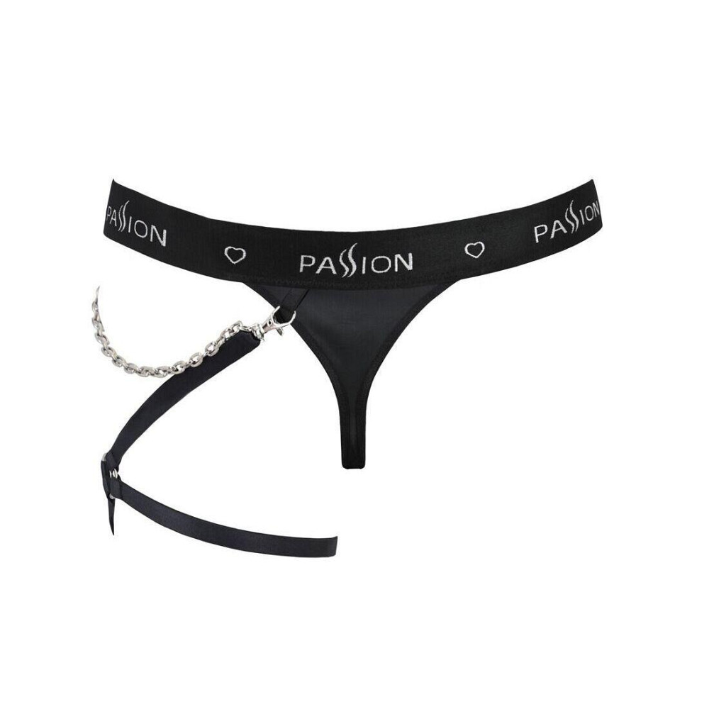 Чоловічі трусики танга з підв’язкою Passion 058 THONG BILL XXL/XXXL Black Sex Aura Київ - фото 6