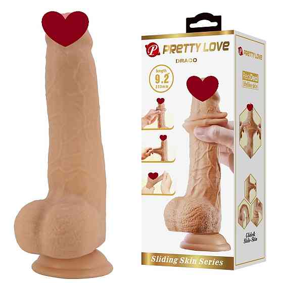 Фаллоимитатор на присоске Pretty Love Darco со скользящей кожей, телесный, 23.3 х 4.3 см Sex Aura Киев