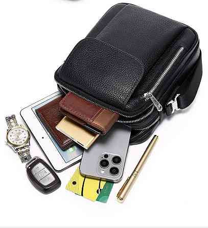 Чоловіча шкіряна сумка-барсетка 19х24х7.5, сумочка планшет через плече чорна Bexhill BX-09164 Київ