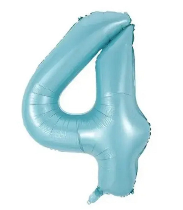 Цифра фольгирована 4 голубая 30