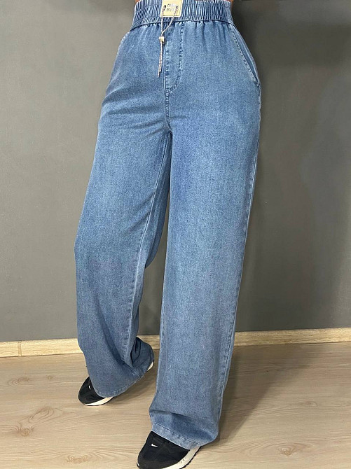 Джинси жіночі Yingguoxiang 36-2 палаццо тенсель тонкі на резинці сині, синій, 29, 29, 79 см, 106 см Київ - фото 7