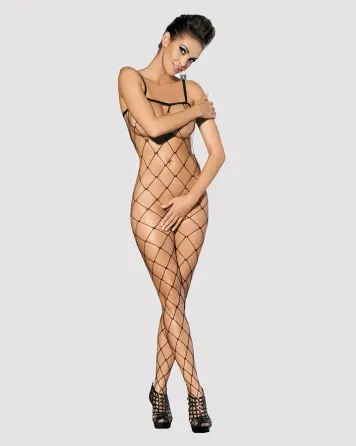 Бодістокінг з великим вічком і відкритими грудьми Obsessive Bodystocking N102 S/M/L, чорний Львів