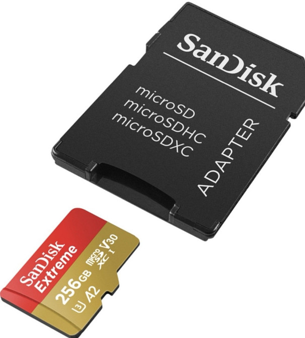 Картка пам'яті SanDisk Extreme microSDXC 256 GB UHS-I U3 V30 + SD-адаптер. Київ - фото 1