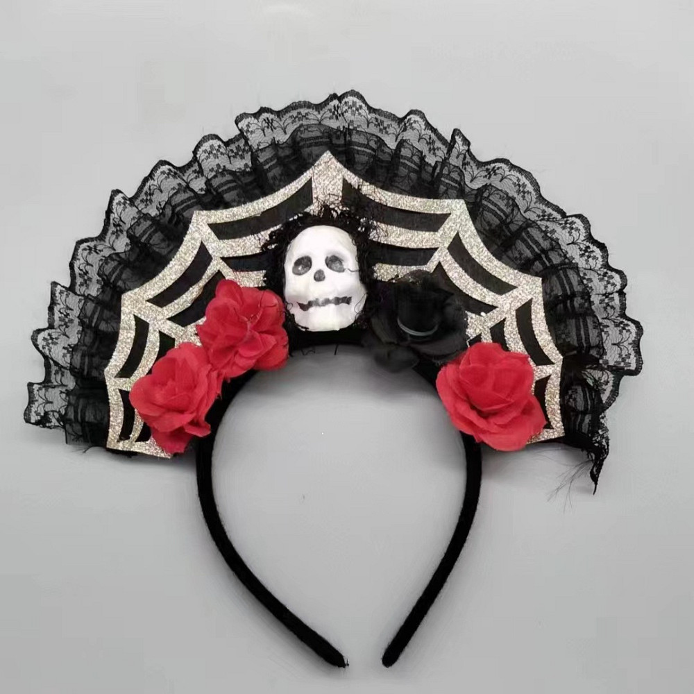 Обруч на Хэллоуин с черепом и цветами one size разноцветный Киев - изображение 1