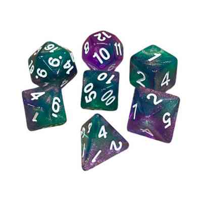 Набір кубиків для настільних ігор Games 7 Days Double Glitter 7 Dice Set - Green-Pink (g7dglitdc11) Вінниця