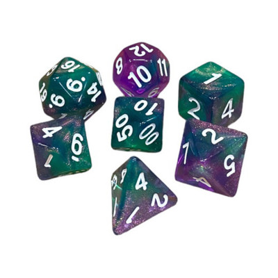 Набір кубиків для настільних ігор Games 7 Days Double Glitter 7 Dice Set - Green-Pink (g7dglitdc11) Вінниця - фото 1