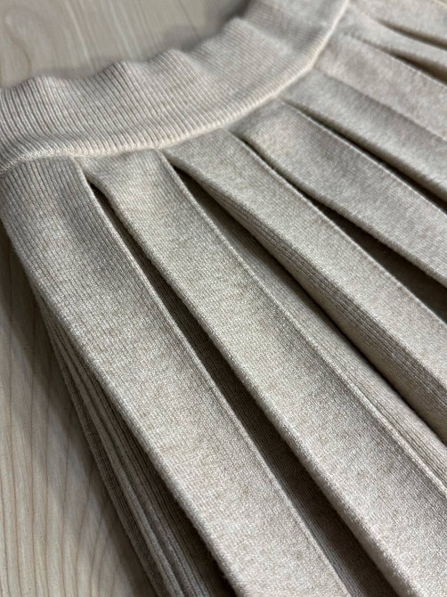 Спідниця жіноча A-N 9956 в’язана тепла у складку на резинці, бежевий, one size Київ - фото 5