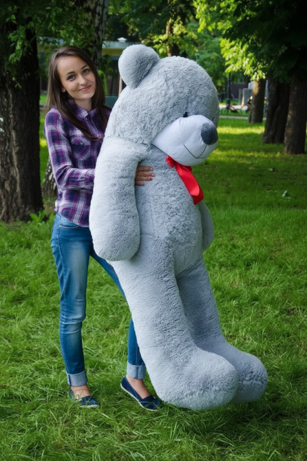 Плюшевий ведмедик М'яка іграшка Рафаель 160 см Сірий Тернопіль - фото 8