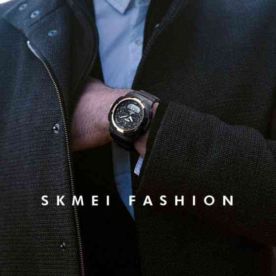 Мужские спортивные часы Skmei 1454 Черный с золотым Винница