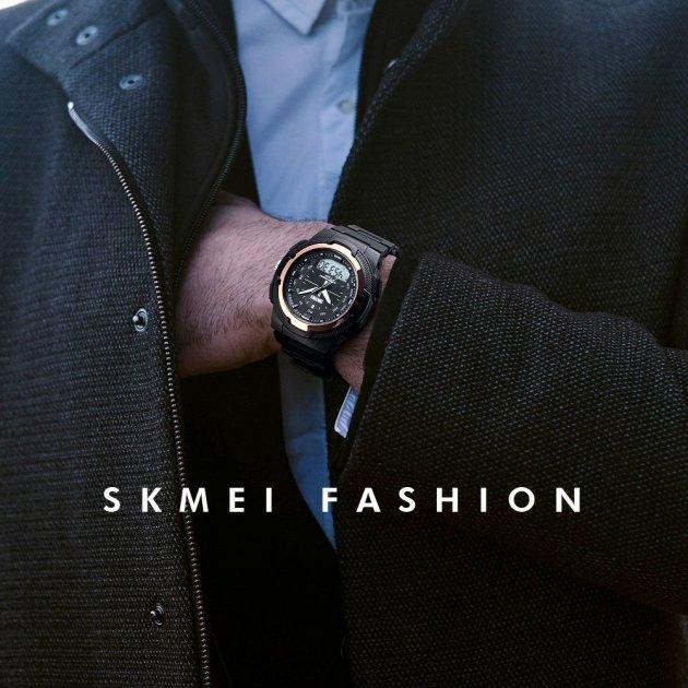 Мужские спортивные часы Skmei 1454 Черный с золотым Винница - изображение 6