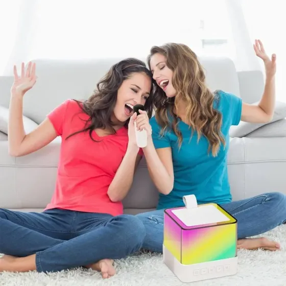 Дитяча караоке-колонка K18 з RGB-підсвічуванням, Bluetooth 5.1, 2 мікрофони, FM, USB, акумулятор Одеса