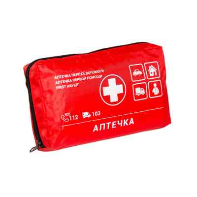 Автомобільна аптечка Poputchik згідно ТУ футляр м&apos;який червоний 19х8х14 (02-002-М) Вінниця