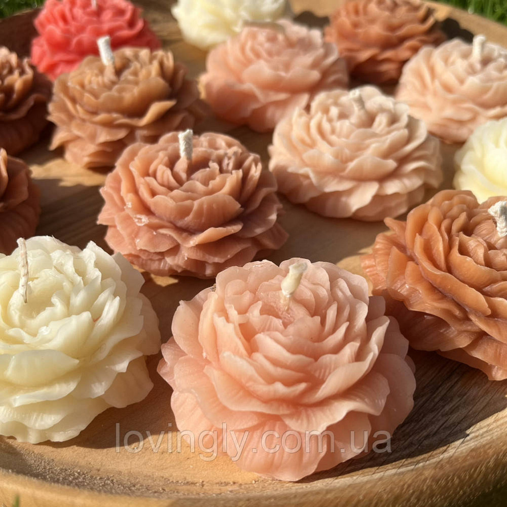 Свеча в форме пиона/розы из натурального пчелиного воска Ирпень - изображение 3